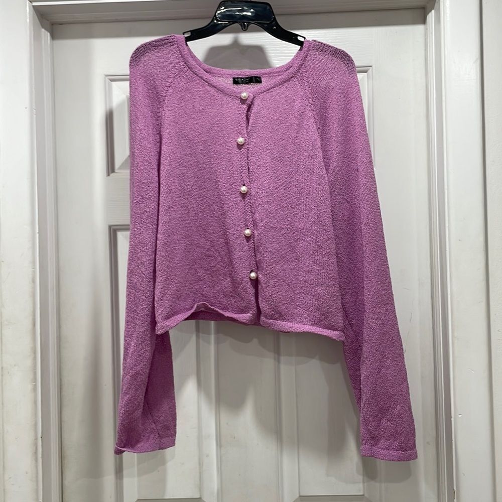 SHEIN Raglan Sleeve Button Front Cardigan Mauve Purple 3XL (18)